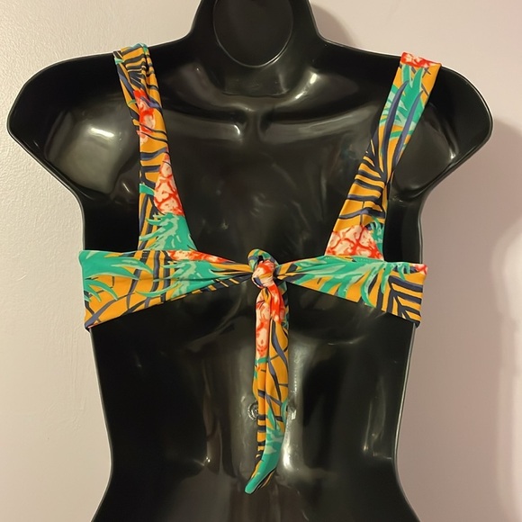 Aerie Yellow Orange Pineapple Tropical Wide Strap Scoop Bikini Top size M - Picture 9 of 13